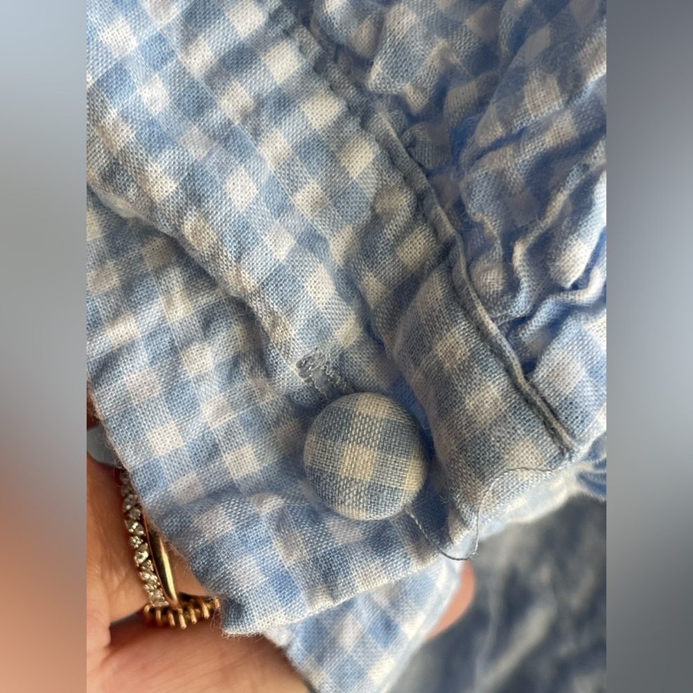 Sandy Liang x Target Blue Gingham 3/4 Sleeve Shirtdress Dress - Picture 5 of 11